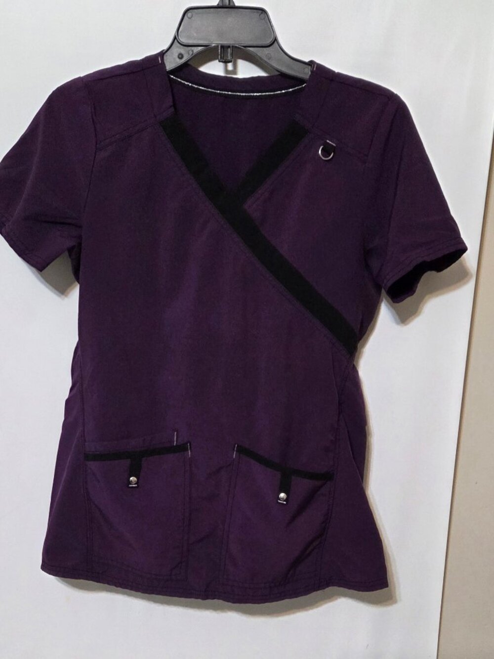 ScrubStar Purple & Black Women's Scrub Top Size XSmall